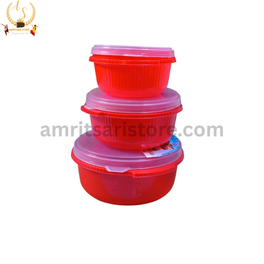 Red Plastic Storage Container Set of 3