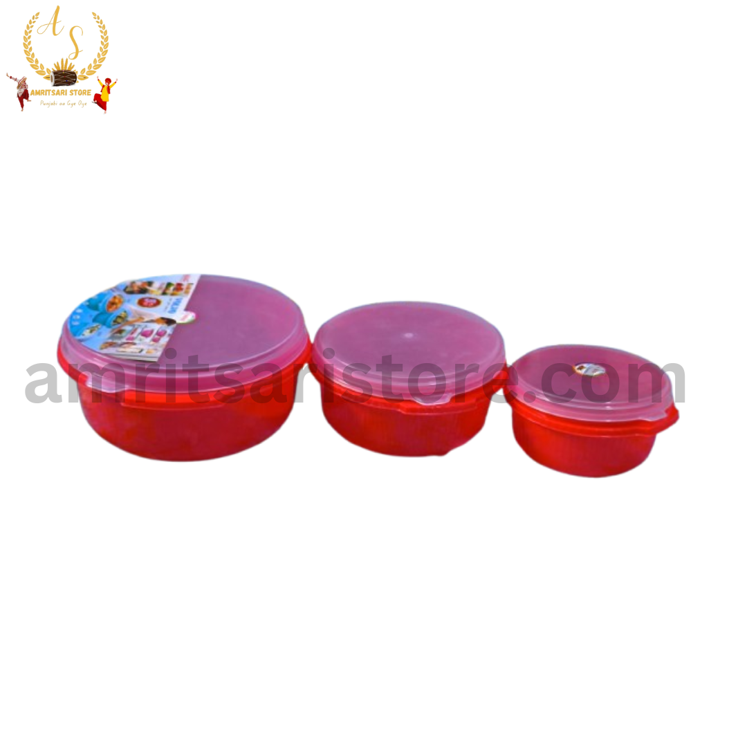 Red Plastic Storage Container Set of 3